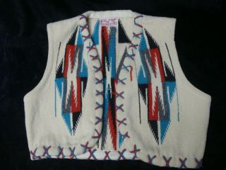 Vintage La Azteca Chimayo Sport Jacket Handwoven Wool Vest 2