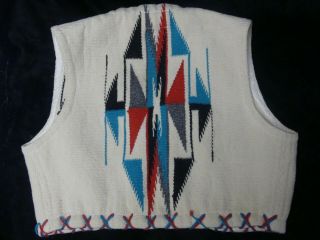 Vintage La Azteca Chimayo Sport Jacket Handwoven Wool Vest 4