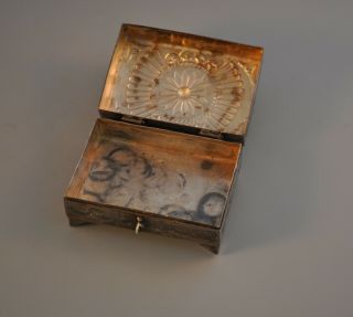 Vintage Navajo Indian Handstamped Sterling Silver Box w.  Hinged Lid 6
