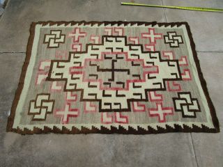 1910 - 20 Navajo Rug,  64 X 44 ",  9 Elements With Whirling Log Design