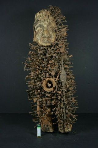Afican Nkisi Nail Fetish Figure - Bacongo - D.  R.  Congo - Tribal Art Primitive
