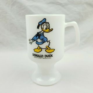 Vintage Milk Glass Donald Duck Walt Disney Productions Coffee Tea Mug Cup 12 Oz
