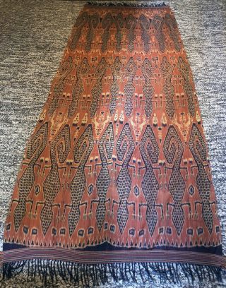 Sumba Ikat Hinggi W/crocodile Motif Indonesian Long Hand - Woven Textile