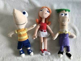 Retired Phineas And Ferb Bean Bag Plush Including Htf Candace Plushie Disney 11”