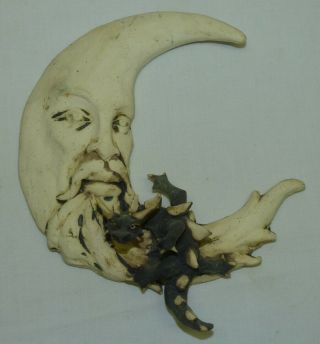 Clay Studio Art Pottery Wall Hanging Crescent Moon Dragon Figurine Rex Benson