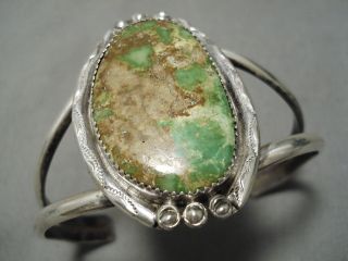 Very Rare Vintage Navajo Carico Lake Turquoise Sterling Silver Bracelet