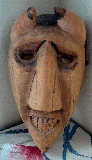 Extremely Rare 12 " Cherokee Qualla Reservation Hand Carved Wood Mask Signed Tag