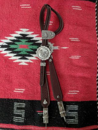 Handmade Western Headstall Bridle Sterling Silver Concho Buckles Bit Clips Show