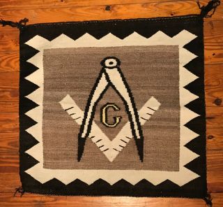 Navajo Pictorial Single Saddle Blanket / Rug,  Circa 1930