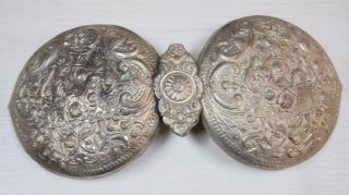 Antique Silver Plated European Folklore Dancing Belt Buckle Pafti 18 Century
