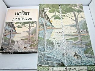 VINTAGE 1971 THE HOBBIT J.  R.  R.  TOLKIEN 2 - SIDED JIGSAW PUZZLE MIDDLE EARTH MAP 3