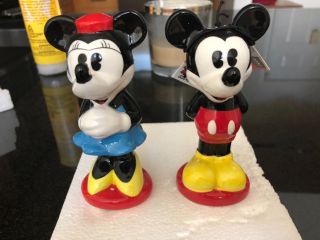 Disney Mickey And Minnie Mouse Salt & Pepper Set Treasure Craft In Open Box