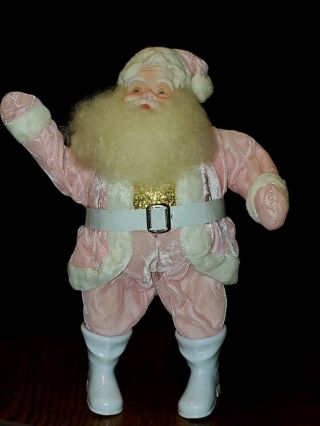 Vintage Harold Gale? 13 Inch Santa In A Pink Suit A Gold Shirt & White Boots