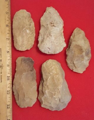 5 Flint Celts Arrowheads From Clark County Ky.  Native American Indian Artifacts