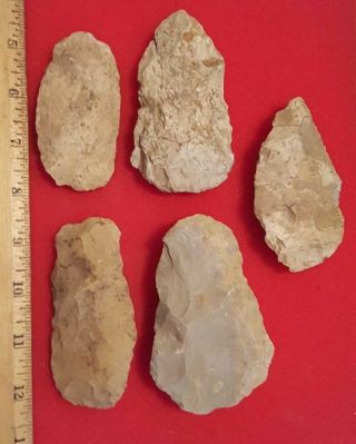 5 FLINT CELTS ARROWHEADS FROM CLARK COUNTY KY.  NATIVE AMERICAN INDIAN ARTIFACTS 2