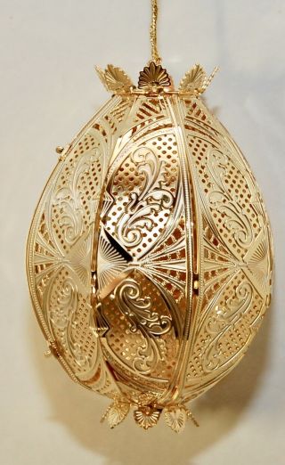 " Victorian Egg " Baldwin Ornament 24kt Gold Finished Brass 77173.  010