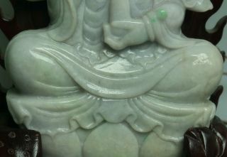 Cert ' d Untreated green Nature jadeite Jade Statue Sculpture bodhisattva w045323 3