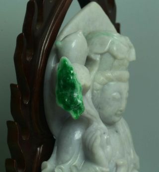 Cert ' d Untreated green Nature jadeite Jade Statue Sculpture bodhisattva w045323 4