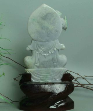 Cert ' d Untreated green Nature jadeite Jade Statue Sculpture bodhisattva w045323 9
