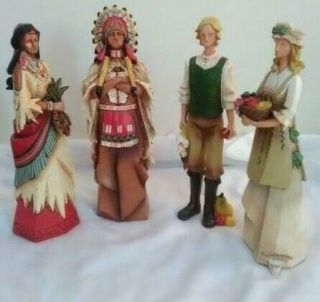 Thanksgiving Figures Set Of 4 Two Pilgrims And Two First Americans E