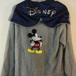 Disney Mickey Mouse Zip Front Hooded L Sweatshirt Embroidered Hood Unzips