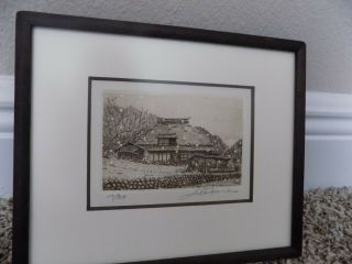 Japanese Hiroto Norikane Signed Numbered Etching Snowing In The Mountains “home”