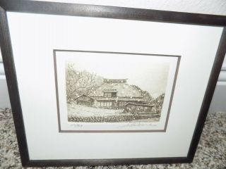 JAPANESE HIROTO NORIKANE SIGNED NUMBERED ETCHING SNOWING IN THE MOUNTAINS “HOME” 3