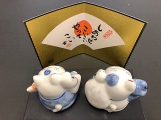 A Pottery Maneki Neko Beckoning Lucky Cat 7796 Good Luck 65mm MADE IN JAPAN 2