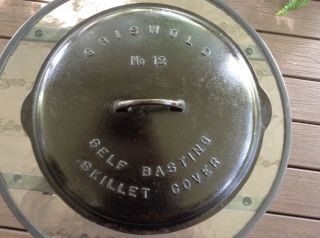 Vtg Griswold No.  12 Cast Iron Skillet Pot Cover Lid No.  472 Sits Flat & Seasoned