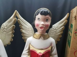 Vintage Christmas Angels Caroler Choir Lighted Boy & Girl Blow Molds 31” w Boxes 2