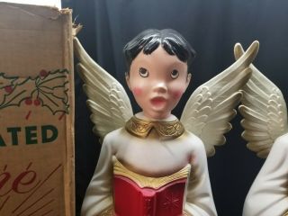Vintage Christmas Angels Caroler Choir Lighted Boy & Girl Blow Molds 31” w Boxes 4