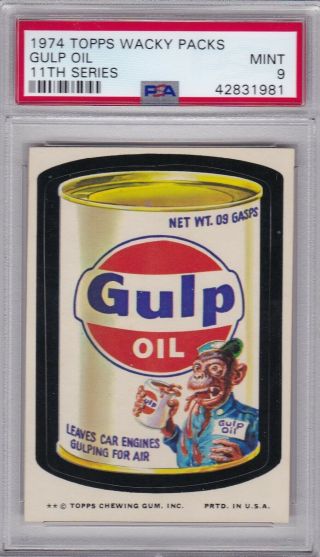 1974 Topps Wacky Packs Gulp Oil Psa 9 Series 11 Packages Centered Rare 1/5