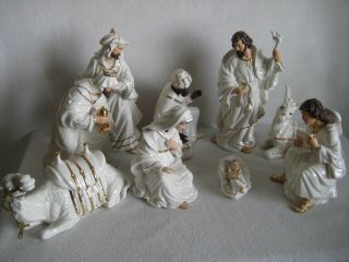 Grandeur Noel 9 Piece Porcelain Nativity Set 2000 Collector ' s Edition Rare 2