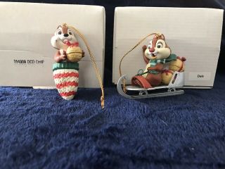 Disney Grolier Collectible Chip And Dale Christmas Ornaments