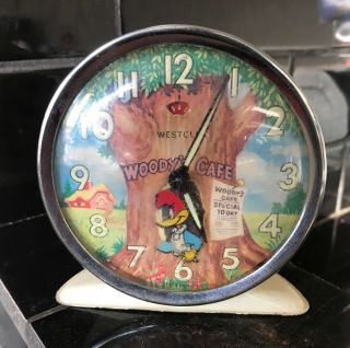 Woody Woodpecker ‘woody’s Cafe’ Westclox 1960’s Retro Vintage Mantle Clock