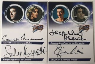 Blakes 7 Dual Autograph Trading Cards Set Of 2 (s1tk & S1pg)