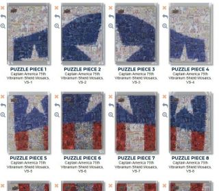 Captain America 75th Anniversary Vibranium Shield Set 20 Metal Mosaic Cards