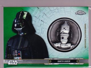 2019 Topps Star Wars Chrome Legacy Darth Vader 28/50 Green Refractor Medallion