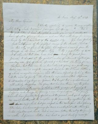 1849 St Louis Mo Cholera Epidemic Deaths Fire Harmonia Badger Folded Letter