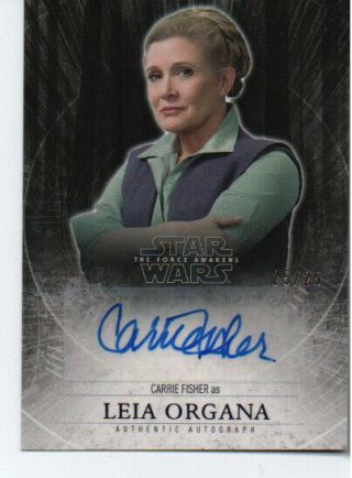 Carrie Fisher Autograph Auto Princess Leia Star Wars Force Awakens 25/25 Purple