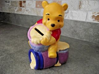 Disney Winnie The Pooh On Hunny Pots Coin Bank