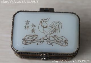 Old Painting Classical Inlay White Jade Noble Jewelry Boxs Ji Xiang Ru Yi No218