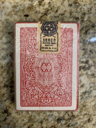 Rare Red Deck Arrco Club Reno Plastic Coated Poker Playing Cards
