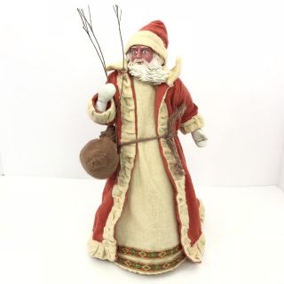Vintage Santa Claus Tree Topper Father Christmas Ceramic Hands Plastic Face