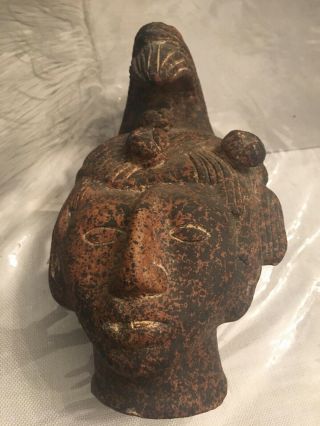 Mayan King Terracotta Pottery Sculpture Statue Head - 8 