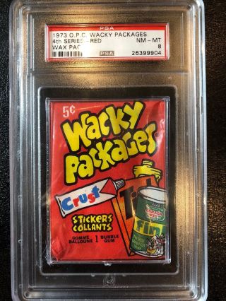 1973 Wacky Packages 4th Series Red Wax Pack Psa 8 Nm - Mt Rare Pop