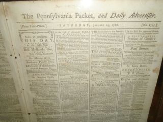 Historic Newspaper From 1788,  Constitution Ratified In Connecticut