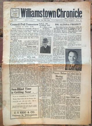 Vintage 1948 Williamstown Chronicle Newspaper Melbourne Australian Australia
