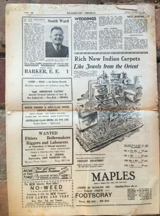 Vintage 1948 WILLIAMSTOWN CHRONICLE Newspaper Melbourne Australian Australia 2