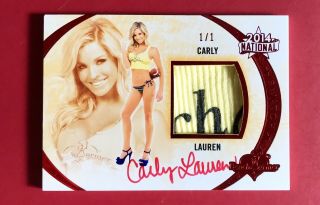 Carly Lauren 2014 Benchwarmer National Playboy Swatch Red Auto Card True 1/1